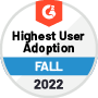 G2 Fall 2022 - Through-Channel Marketing - Highest User Adoption