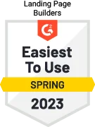 Easiest to Use in Landing Page Builders - Spring 2023 - by software review platform G2