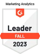 Leader in Marketing Analytics - Fall 2023 - by software review platform G2