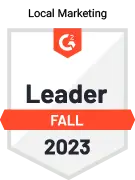 Leader in Local Marketing - Fall 2023 - by software review platform G2