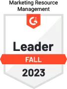 Leader in Marketing Resource Management - Fall 2023 - by software review platform G2